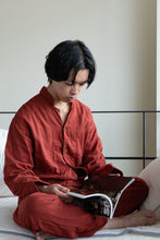 Load image into Gallery viewer, Brick Red 3 Layered Gauze Pajamas Set [Kyo Wazarashi Mensya]
