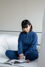 Load image into Gallery viewer, Dark Indigo 3 Layered Gauze Pajamas Set [Kyo Wazarashi Mensya]
