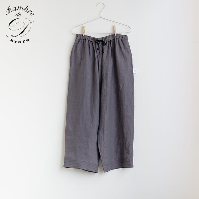 【Limited Quantity】Dark Purple Linen Long Pants [Chambre de D KYOTO]