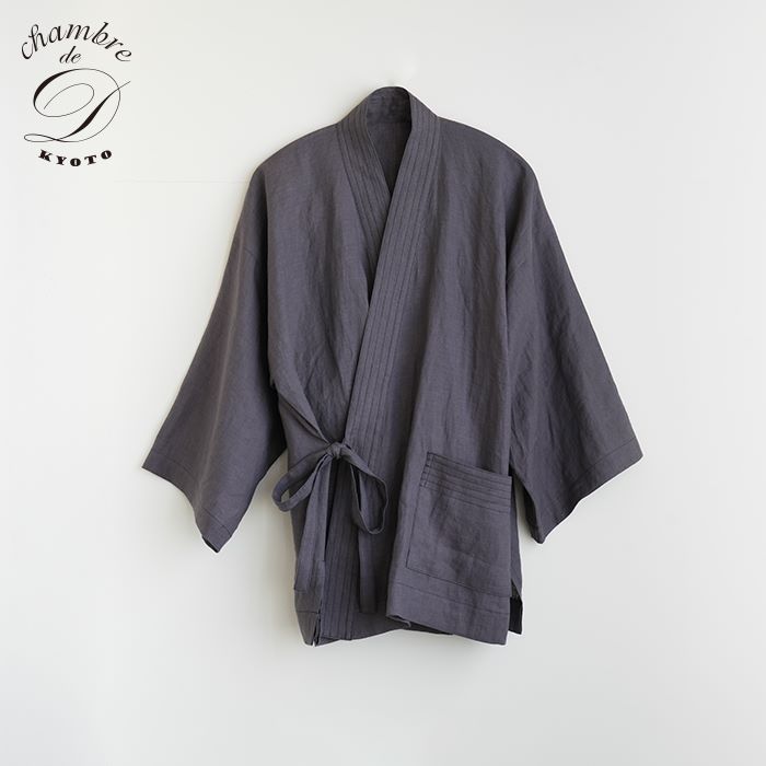 【Limited Quantity】Dark Purple Linen Short Samue [Chambre de D KYOTO]