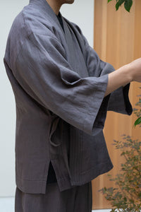 【Limited Quantity】Dark Purple Linen Short Samue [Chambre de D KYOTO]