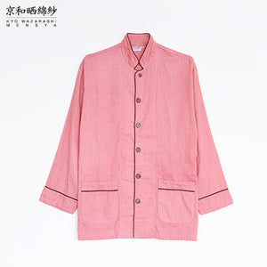 Herbal-dyed 2 Layered Gauze Pajamas Set Coral Pink [Kyo Wazarashi Mensya]