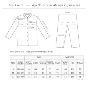 2 Layered Gauze Long Pajamas Set [Kyo Wazarashi Mensya]
